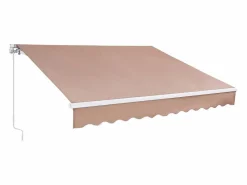 Toldo Retráctil Manual para Patio SucceBuy, 305 x 244 CM, Toldo Retráctil para Patio, Refugio Solar con Manivela^ Best