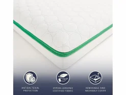 The White Stone Sobrecolchón|Topper matrimonial 180 x 200 Memory Foam Breeze 9 zonas | Altura 5 cm | Hecho en Italia
