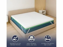 The White Stone Sobrecolchón|Topper matrimonial 160 x 200 Memory Foam Breeze 9 zonas | Altura 5 cm | Hecho en Italia