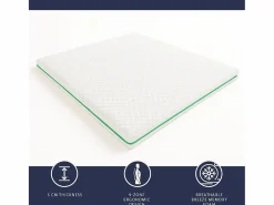 The White Stone Sobrecolchón|Topper matrimonial 160 x 200 Memory Foam Breeze 9 zonas | Altura 5 cm | Hecho en Italia