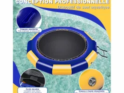 Trampolín acuático Oryxearth de 3,04 m, resistente, con escalera incluida, 100 kg (/azul). Amarillo