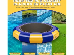 Trampolín acuático Oryxearth de 3,04 m, resistente, con escalera incluida, 100 kg (/azul). Amarillo