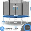 Trampolín con red de seguridad de 305 cm - Juguete infantil para deportes, hogar y exterior con base segura y protección antióxido^ Best