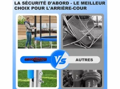 Trampolín de jardín para niños y adultos, juegos al aire libre, 183 cm, y azul, con red de seguridad y cubierta protectora. Negro Sale