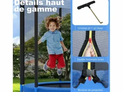 Trampolín de jardín para niños y adultos, juegos al aire libre, 183 cm, y azul, con red de seguridad y cubierta protectora. Negro Sale