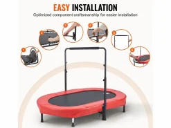 Trampolín SucceBuy, Trampolín Mini 142 cm para Niños, Plegable, para Bebés, Interior y Exterior, Para Niños de 3 Años en Adelante, Rojo Sale