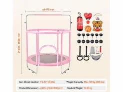 Trampolín SucceBuy Trampolín Infantil de 140 cm, Mini Trampolín para Niños Pequeños con Red de Protección, para Interior y Exterior. Outlet