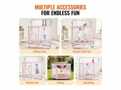 Trampolín SucceBuy Trampolín Infantil de 140 cm, Mini Trampolín para Niños Pequeños con Red de Protección, para Interior y Exterior. Outlet