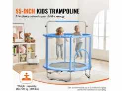 Trampolín SucceBuy, Trampolín Mini de 140 cm para Niños, para Bebés con Red para Uso Interior y Exterior^ New