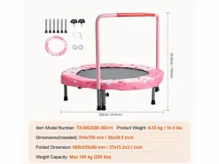 Cama Elástica|Trampolín SucceBuy, Trampolín Mini de 91 cm para Niños, Plegable, para Uso Interior y Exterior, para Niños y Niñas, Rojo