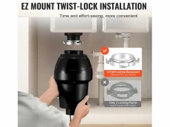 Cubo De Basura Para Cocina|Triturador de Residuos SucceBuy, 1CV, Sistema de Trituración de Residuos de Alimentos con Montaje EZ,3960 rpm,Equipado con Cable de Alimentación