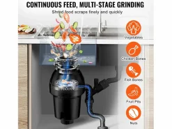 Triturador de Residuos SucceBuy para Fregadero de Cocina, 1,25 CV, Sistema de Trituración de Residuos de Alimentos, Instalación Fácil, 4060 rpm^ Online