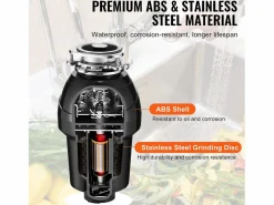 Triturador de Residuos SucceBuy para Fregadero de Cocina, 1,25 CV, Sistema de Trituración de Residuos de Alimentos, Instalación Fácil, 4060 rpm^ Online