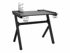 Garden Furniture Tryggvin Escritorio gaming con luz LED forma Y 90x60x75 cm Negro