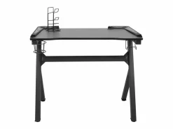 Garden Furniture Tryggvin Escritorio gaming con luz LED forma Y 90x60x75 cm Negro
