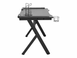 Garden Furniture Tryggvin Escritorio gaming con luz LED forma Y 90x60x75 cm Negro