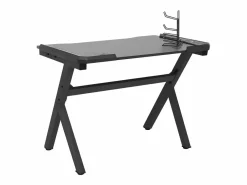 Garden Furniture Tryggvin Escritorio gaming con luz LED forma Y 90x60x75 cm Negro