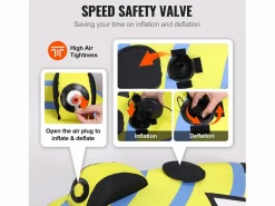 Tubo Remolcable SucceBuy para 1 a 3 Pasajeros, Inflable, 231 kg, Cubierta de Nylon, Asas de EVA Amarillo Outlet