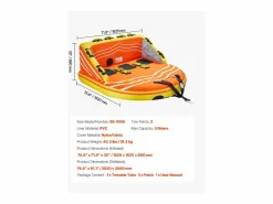 Deportes Náuticos|Tubo Remolcable SucceBuy para Navegación, Flotador Inflable para Deportes Acuáticos de 1 a 3 Pasajeros