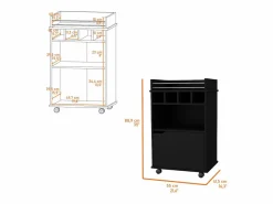 TuHome Carro de Bar Crozier, con 1 puerta, 1 estante y cuatro botelleros integrados. Negro Outlet