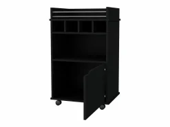 TuHome Carro de Bar Crozier, con 1 puerta, 1 estante y cuatro botelleros integrados. Negro Outlet