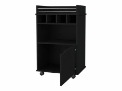TuHome Carro de Bar Crozier, con 1 puerta, 1 estante y cuatro botelleros integrados. Negro Outlet