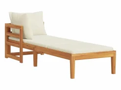 Tumbona 1 reposabrazos con cojines crema madera maciza acacia^vidaxl Best