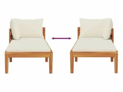 Tumbona 1 reposabrazos con cojines crema madera maciza acacia^vidaxl Best