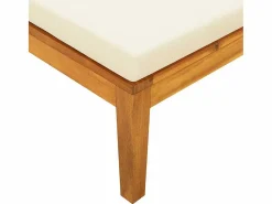 Tumbona 1 reposabrazos con cojines crema madera maciza acacia^vidaxl Best