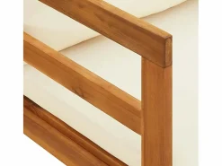 Tumbona 1 reposabrazos con cojines crema madera maciza acacia^vidaxl Best