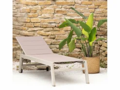 Tumbona BARBADOS en textileno color topo aluminio color topo^Happy Garden New