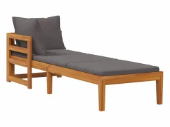 vidaxl Tumbona con 1 reposabrazos oscuro madera maciza acacia Gris Clearance