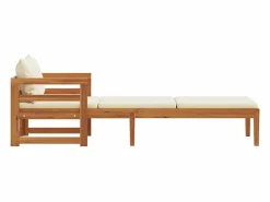 Tumbona con cojines crema madera maciza de acacia^vidaxl Best