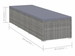 vidaxl Tumbona|Tumbona con cojín y mesita de ratán sintético