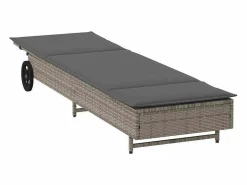 vidaxl Tumbona|Tumbona con ruedas y cojín ratán sintético