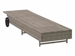 vidaxl Tumbona|Tumbona con ruedas y cojín ratán sintético