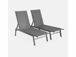 Sweeek Tumbona de acero multi posiciones, set de 2 Gris