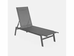 Sweeek Tumbona de acero multi posiciones, set de 2 Gris