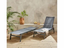 Sweeek Tumbona de acero multi posiciones, set de 2 Gris