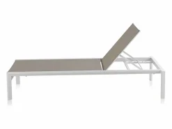 Tumbona de aluminio blanco con tejido plastificado color^ Discount