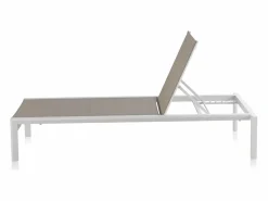Tumbona de aluminio blanco con tejido plastificado color^ Discount