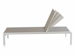 Tumbona de aluminio blanco con tejido plastificado color^ Discount