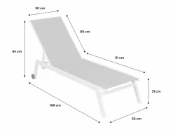 Sweeek Tumbona|Tumbona de aluminio de multiposición con ruedas, set de 2 blanco