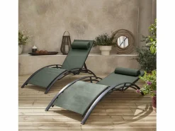 Tumbona de aluminio textileno, set de 2 antracita^Sweeek Clearance