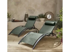 Tumbona de aluminio textileno, set de 2 antracita^Sweeek Clearance