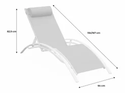 Sweeek Tumbona de aluminio textileno, set de 2 Blanco Online