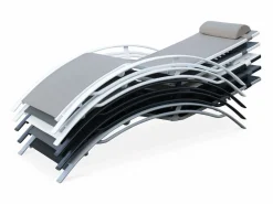 Sweeek Tumbona de aluminio textileno, set de 2 Blanco Online