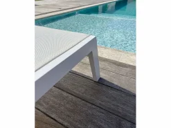 Paris Garden Tumbona de aluminio y lona plastificada Blanco Sale