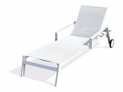 Paris Garden Tumbona de aluminio y lona plastificada Blanco Sale