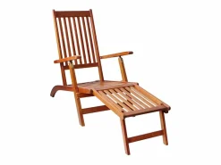 Tumbona de jardín con reposapiés y cojín madera maciza acacia^vidaxl Hot